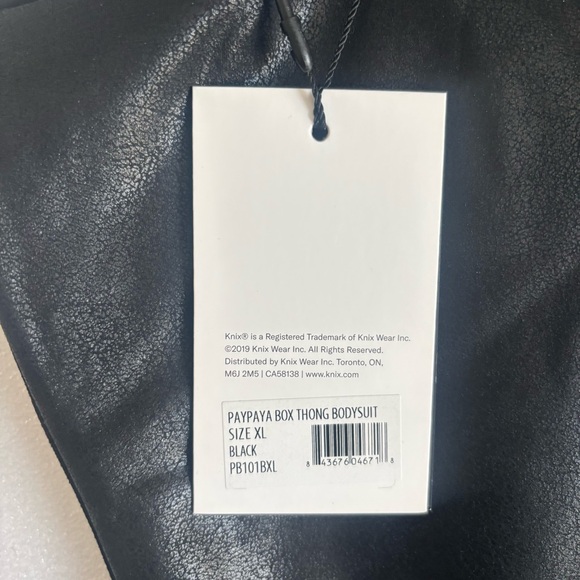Knix Paypaya Black Box Thong Bodysuit Leather Shiny Size XL New - Picture 10 of 15